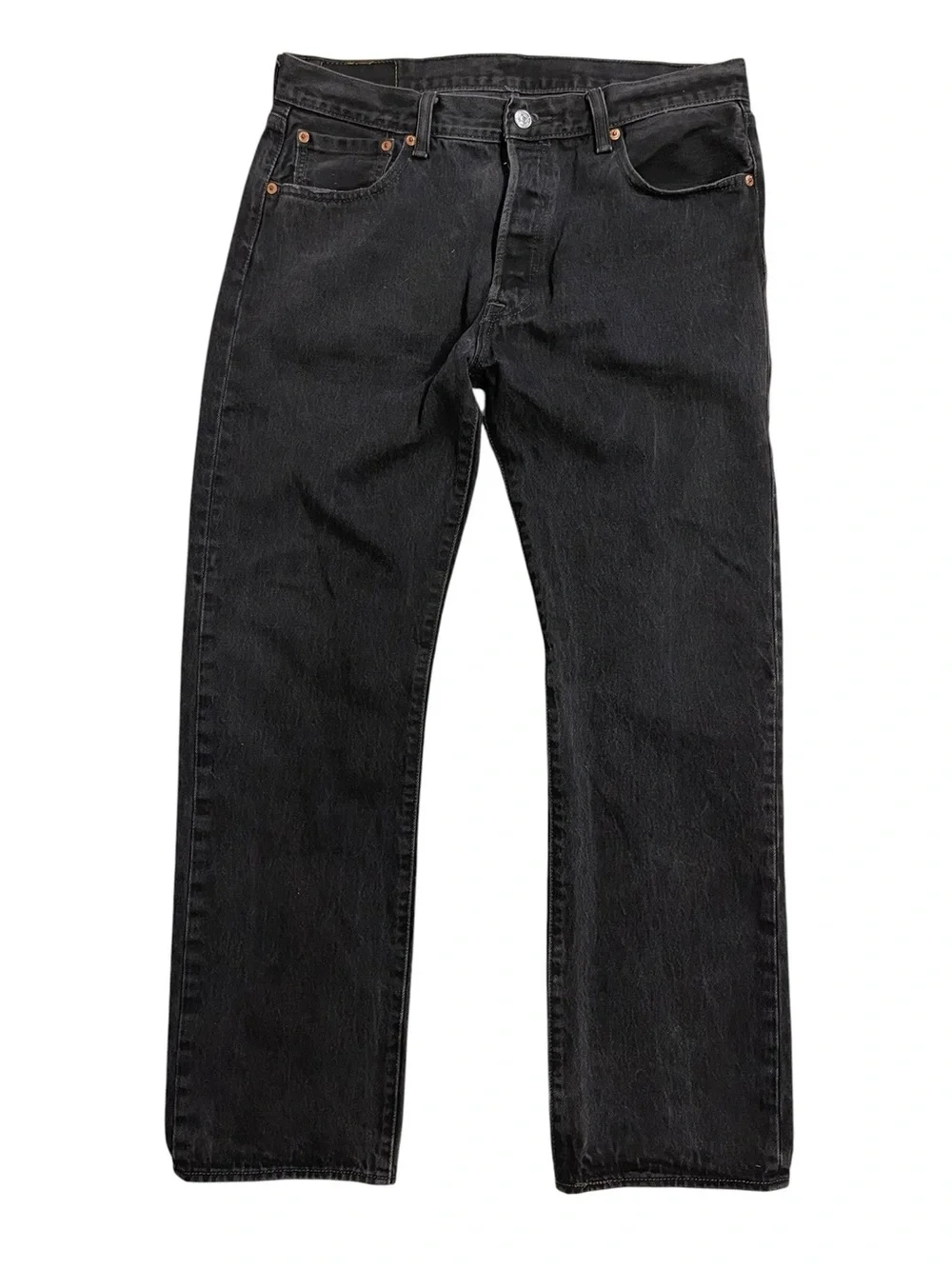Levi's 501 Button Fly Black Straight Leg Relaxed Fit Men’s Jeans Size 35/32